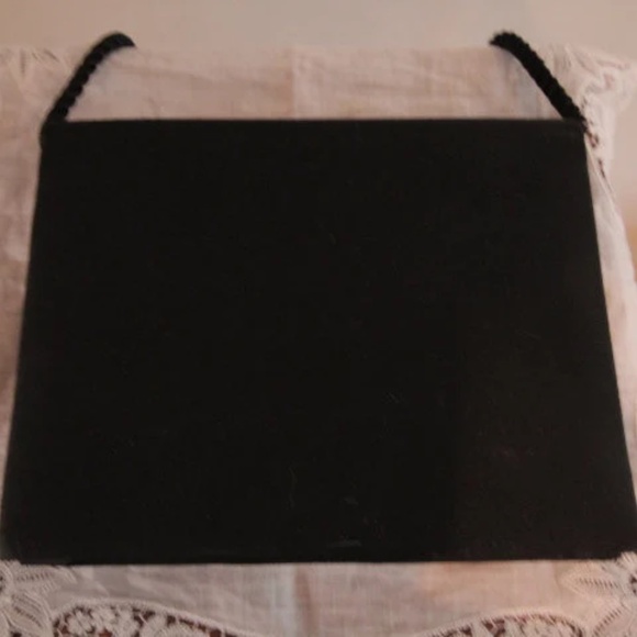 1990's Black Lord and Taylor Handbag with Rhinestone Edging - Picture 3 of 4
